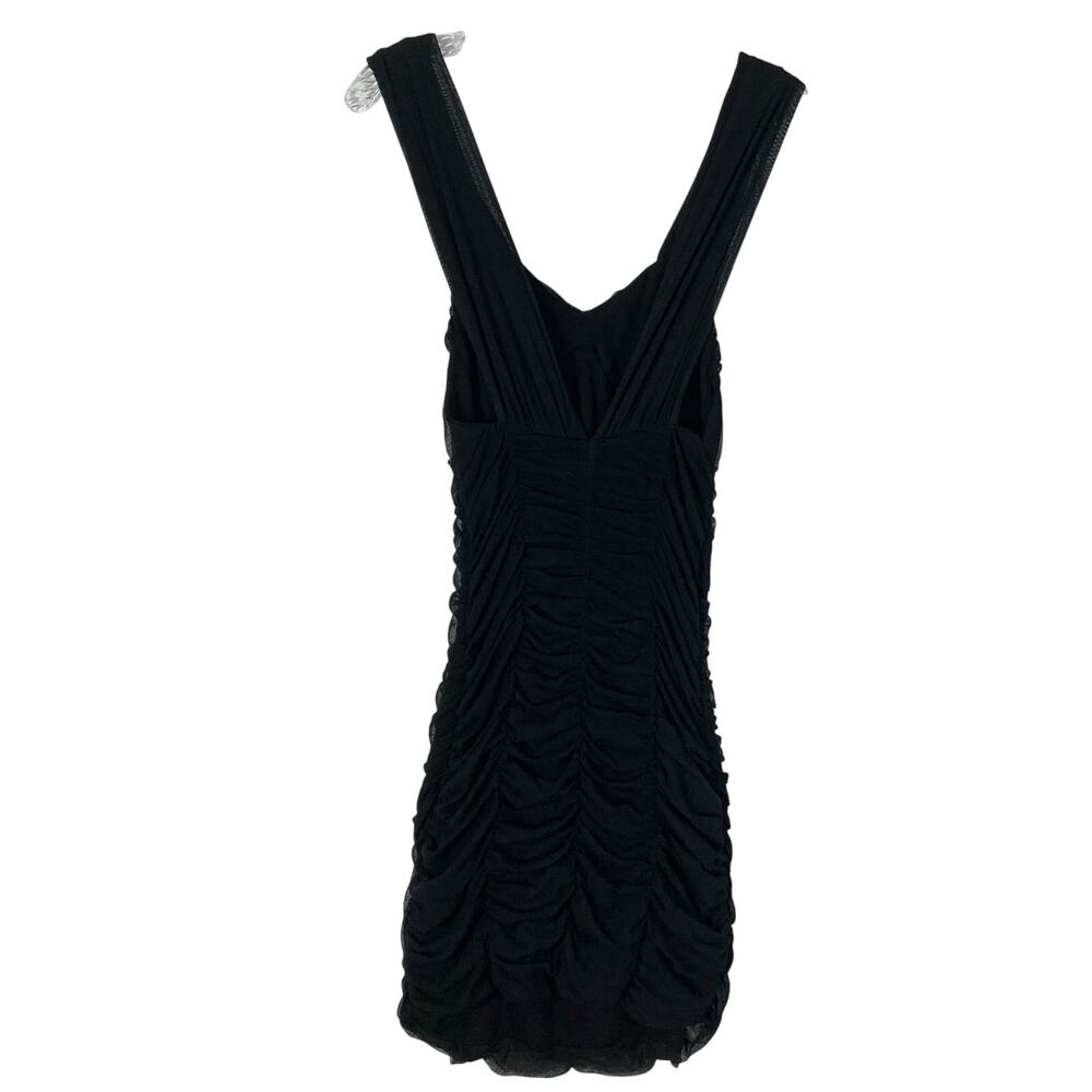 NWOT H&M Dress 8 Black Stripe Ruched Draped V-Neck Stretchy Knee Mini Sleeveless
